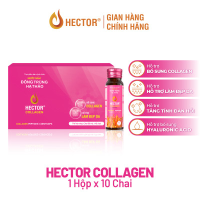 Bộ 3 Hộp 10 Chai Nước nấm Đông Trùng Hạ Thảo HECTOR Collagen bố sung collagen, hỗ trợ làm đẹp da (30x50ml)