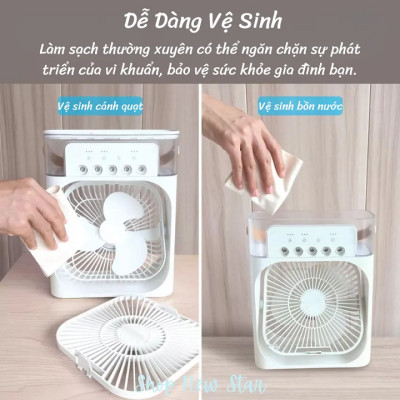 Quạt phun sương để bàn nhỏ gọn MINI COOL FAN, tiện lợi, có 5 vòi phun sương quạt hơi nước kèm đèn led hẹn giờ cùng 3 chế độ phun sương Hàng chính hãng