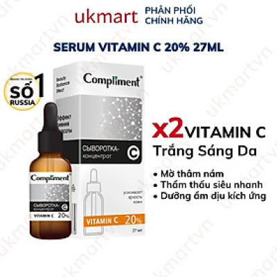 Serum Compliment 2% BHA Salicylic Acid Hyaluronic Acid B5 5% Vitamin C 20% Làm Sạch Da, Giảm Mụn Trắng Da Căng Bóng 27ml
