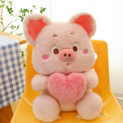 Thú nhồi bông heo rút tim đáng yêu - Size từ 30cm đến 50cm - Quà tặng gấu bông heo ôm tim có thể kéo ra được.