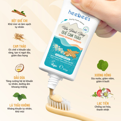 Kem Đánh Răng Thảo Dược Thuần Chay Quế Cam Thảo - Sạch Mảng Bám, Giảm Ê Buốt 60 Gram
