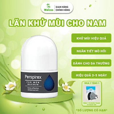 Lăn Khử Mùi Cho Nam Perspirex For Men Maximum Dành Cho Da Thường - Khử Mùi Và Ngăn Tiết Mồ Hôi Hiệu Quả (Chai 20ml)