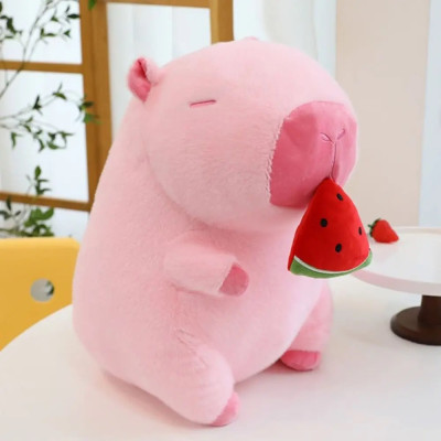 Thú nhồi bông capybara hồng dưa hấu đáng yêu - Size từ 30cm đến 50cm - Gấu bông chuột lang ăn dưa hấu có thể kéo được - Móc khoá gấu bông Capybara.