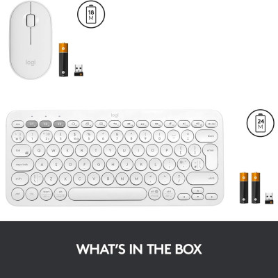 Bộ bàn phím không dây Logitech K380 Trắng + Chuột không dây Logitech M350 Trắng - Hàng chính hãng