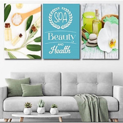 Tranh treo tường,Bộ 3 tranh canvas trang trí quán SPA 40*60 không khung
