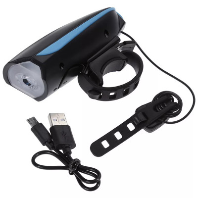 Đèn xe đạp thể thao siêu sáng có còi pin sạc usb led T6 chống nước - Đèn còi xe đạp có 3 chế độ sáng còi to