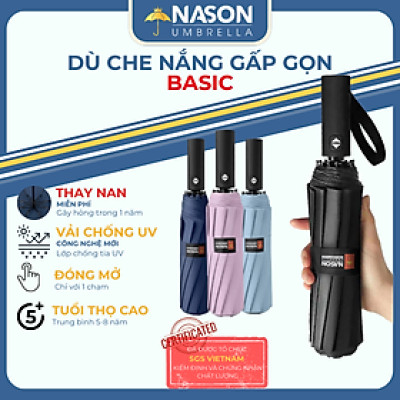 Ô dù che mưa che nắng chống UV Basic Nason Umbrella 8 nan đóng mở tự động gấp nhỏ gọn cầm tay