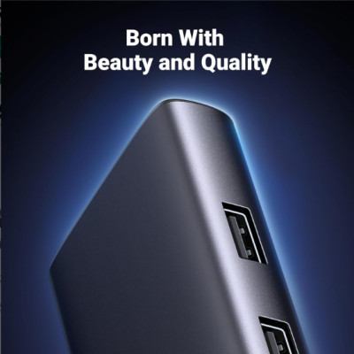 Bộ Chuyển Đổi Tín Hiệu Hub USB-C 7 trong 1 Ugreen 15531 sang HDMI + USB-C + 2 x USB-A + USB-C PD100W +  SD/TF - Hàng chính hãng