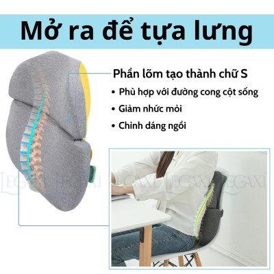 Gối Ngủ Văn Phòng Kết Hợp Tựa Lưng Cao Su Non Gối Kê Đầu Úp Mặt Công Thái Học Giảm Đau Lưng Cổ Vai Gáy Tê Tay Legaxi