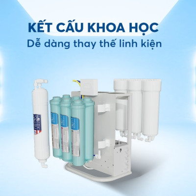 Máy lọc nước Karofi KAQ-U96 10 lõi lọc kết nối điện thoại thông minh, vòi nước hiển thị tình trạng máy - Hàng chính hãng bảo hành 3 năm