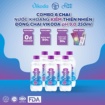 Lốc 6 chai Nước Khoáng Kiềm Thiên Nhiên Vikoda 350ml