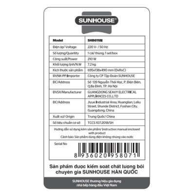 Máy hút mùi âm tủ vỏ inox Sunhouse SHB6118I - Hàng chính hãng