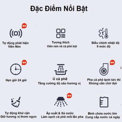 Máy pha cà phê 4 trong 1, Espresso, Viên Nén Nespresso, Nescafe Dolce, Kcup Thương hiệu Mỹ cao cấp HiBREW - H6 - HÀNG CHÍNH HÃNG