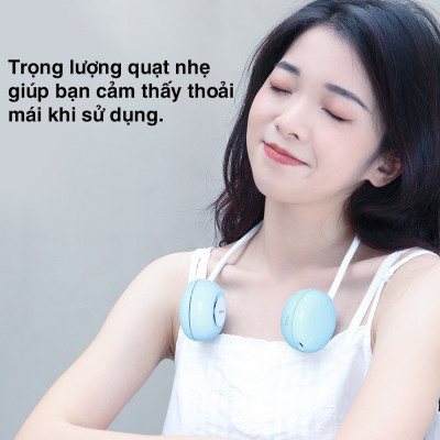 Quạt mini đeo cổ không cánh Rockspace sạc tích điện, dùng liên tục 5h có 3 chế độ gió - Hàng chính hãng