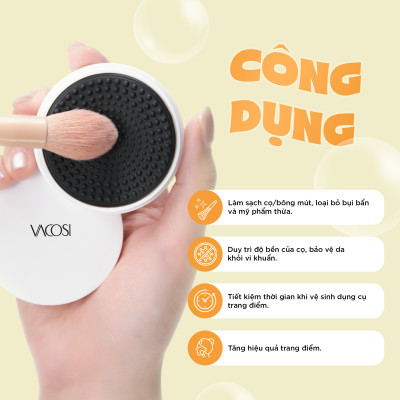 HỘP RỬA CỌ TRANG ĐIỂM KÈM XÀ BÔNG VACOSI - DC14 - VACOSI MAKEUP CLEANSER KIT