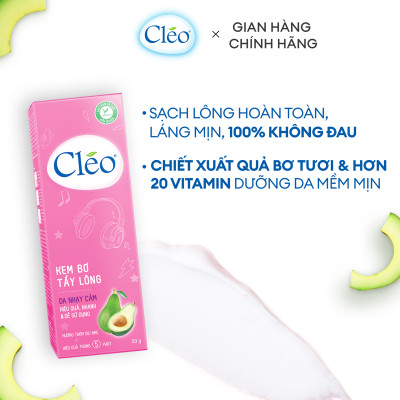 Kem Tẩy Lông Chiết Xuất Bơ Cleo Dành Cho Da Nhạy Cảm 50g, an toàn, không đau và đạt hiệu quả nhanh chóng