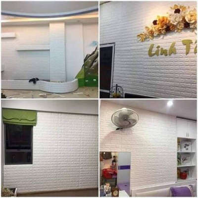 Bộ 10 Tấm Xốp Dán Tường 3D Giả Gạch Màu Trắng 70cmx77cm 