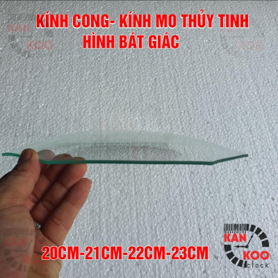 Kính CONG (MO) hình bát giác đứng (bằng thủy tinh 2-3mm) dùng cho đồng hồ treo tường, đồng hồ cổ, đồng hồ  treo tường mặt hình bát giác đứng