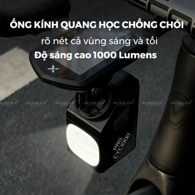 Đèn Xe Đạp Trước CYC-1000Pro độ sáng 1000 Lumens, pin dung lượng 5000 mAh, có remote điều khiển, sử dụng lên đến 12h tùy độ sáng, Chống Chói Đi Đêm Địa Hình Treo (Ko kèm pad đỡ ngược) - Mai Lee