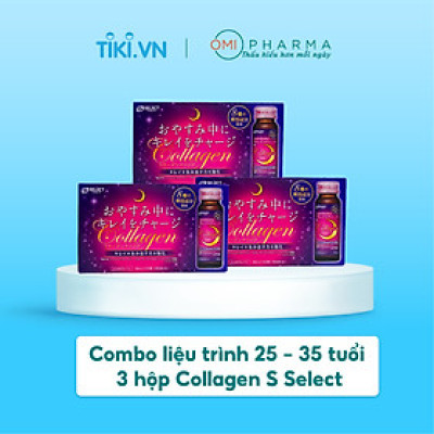 [DATE T11.2025] Combo 3 Hộp Nước Uống Đẹp Da Collagen S Select Nhật Bản Liệu Trình Trẻ Hóa, Dưỡng Sáng Da Hoàn Hảo (30 Lọ)