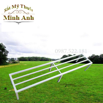 Kệ thép. Dài 100-120 cm. Rộng  20-25-30cm. Cao  10-15-20-25-30cm. 6 chân. 2 nan phụ. Hộp thép 2x2cm ( Hàng Chính Hãng )