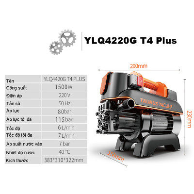 Máy Phun Xịt Rửa Xe Cao Áp YILI YLQ4420G-T4 Plus Công Suất 1500W Thiết Bị Chuyên Dụng Cho Cửa Hàng Rửa Xe Và Nhà Xưởng, Dùng Ngoài Trời Và Sân Vườn – Hàng Chính Hãng