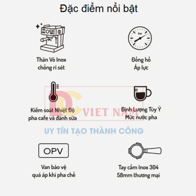 Máy pha cà phê Espresso chuyên nghiệp thương hiệu HiBREW H10A , áp suất 20bar , công suất 1350W - Hàng Chính Hãng