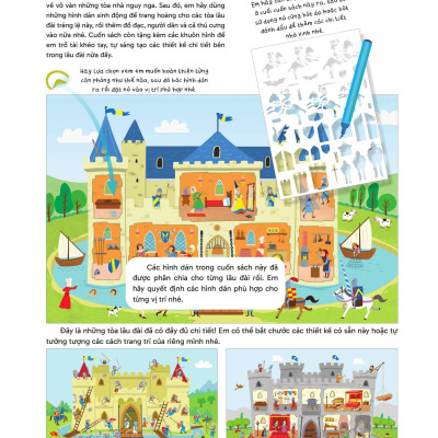 Sách - Trang Trí Lâu Đài - Với Gần 600 Miếng Dán Và Khuôn Hình Sáng Tạo - Bìa Cứng