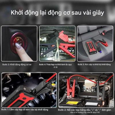 Bộ kích nguồn ô tô Choetech TC0009 2000A sạc pin cầm tay dung lượng 16000mAh tích hợp đèn Led 3 chế độ (Hàng chính hãng)