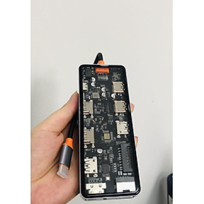 Hub Wiwu Cyber 12in1 USB-C CB012 kết nối nhiều thiết bị hơn với nhiều cổng, chất liệu nhôm và mặt nhựa trong suốt để lộ ra phần vi mạch bên trong- Hàng chính hãng