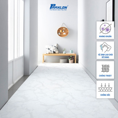 Thảm Em Bé Cao Cấp Parklon Vân Đá Hoa Cương Trắng Chính Hãng Hàn Quốc (300x140x0.55)cm Chống Bụi Kháng Khuẩn Khử Mùi Chống Ồn Chống Trượt Chống Sốc (Cushion Maru PVC-White Marble)