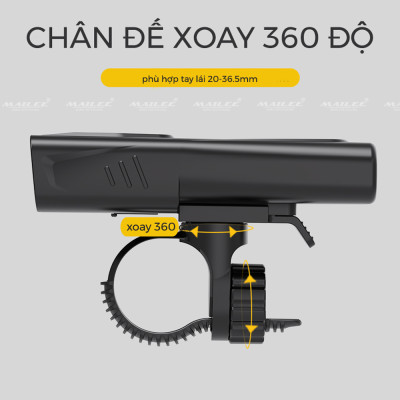 Đèn Pha Xe Đạp Chiếu Sáng Chống Nước CD-30 Gắn Tay lái, Vỏ nhựa ABS, Sạc Điện Type-C Có Đồng Hồ Hiển Thị Thời Gian Lượng Pin, Có Hỗ trợ Sạc Khẩn Cấp - Mai Lee