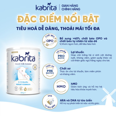 [Phiên bản mới] Thùng 6 lon Sữa dê Kabrita số 1 cho trẻ từ 0 -12 tháng - Lon 800g