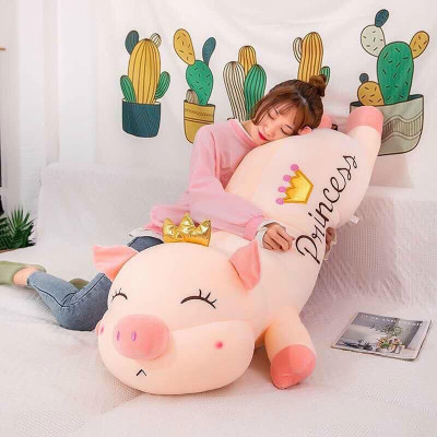 Thú nhồi bông heo đội vương miện princess khủng lồ - Size từ 75cm đến 1m1 - Quà tặng gấu bông heo nữ hoàng êm mịn.