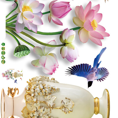 Decal dán tường bình hoa sen SK9328