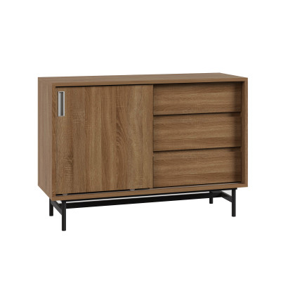 [Happy Home Furniture] LUCA, Tủ lưu trữ cánh lùa 3 ngăn kéo - Chân sắt, 100cm x 36cm x 70cm ( DxRxC), TCL_019