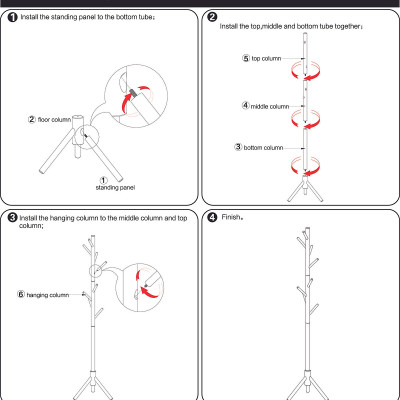 Cây treo quần áo 3 chân 8 nhánh treo bằng gỗ cao su màu tự nhiên