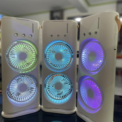 Quạt Hơi Nước, Quạt Phun Sương Mini, Quạt Để Bàn 2 Tầng Có Đèn Led Tiện Lợi, Màu Ngẫu Nhiên - Hàng Chính Hãng