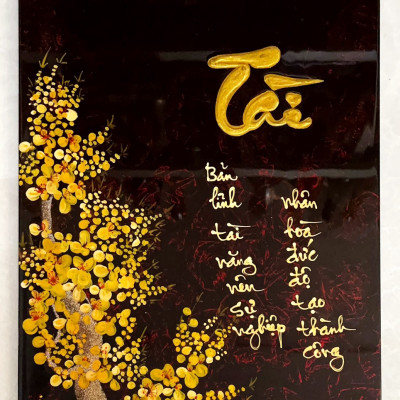 Tranh sơn mài chữ ,thơ kèm họa tiết 30x40 cm ý nghĩa thích hợp làm quà tặng, trang trí,...