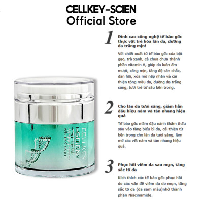 Combo 2 Kem Dưỡng Trắng Da Tế Bào Gốc Hàn Quốc Cấp Ẩm Xóa Nhăn Phục Hồi Trẻ Hoá Da Và Chống Lão Hoá Cellkey-Scien White Cream (60g)