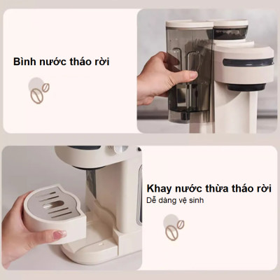 Máy pha cà phê bán tự động kiêm xay cà phê 15 chế độ Espresso, Cappuccino, Latte thương hiệu Mỹ cao cấp HiBREW H14 - Hàng Nhập Khẩu