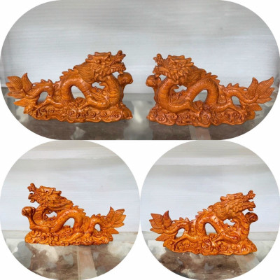 Tượng con rồng phong thủy  bằng gỗ hương đá kt 25×14×7cm 