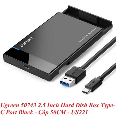 Ugreen UG50743US221TK 50CM 2.5 Inch type c hộp đựng ổ cứng hay ssd cổng usb c màu đen - HÀNG CHÍNH HÃNG
