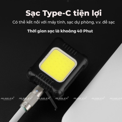 Đèn LED mini trước sau cho xe đạp BG-3133 sạc USB type-C, dung lượng 120mAh, hạt LED COB chống nước cho xe đạp 80-130 lumens - Mai Lee