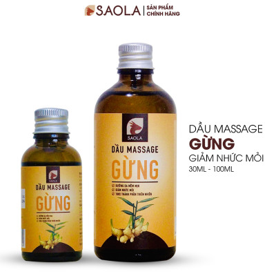 Dầu Massage Body Saola, Gừng Huế, Làm Ấm Cơ Thể, Giảm Đau Xương Khớp, Mỡ Bụng, Tự Nhiên,100ml