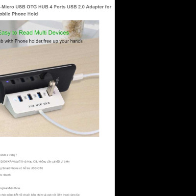 Hub Usb OTG cao cấp kết nối chuột và bàn phím cùng lúc với điện thoại giá rẻ