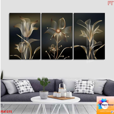 Bộ 3 tranh tráng gương 40x60cm trang trí phòng khách, phòng làm việc, phòng ngủ siêu đẹp 