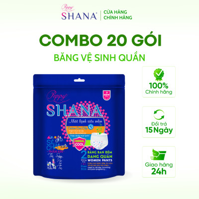 Combo 20 gói Băng Vệ Sinh Quần Peppy Shana Ngày Đêm Siêu Thấm, Freesize, Chống Tràn Tối Đa, Tiết Kiệm (40 miếng)
