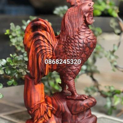 Tượng con gà trống phong thủy bằng gỗ trắc kt cao 20cm  
