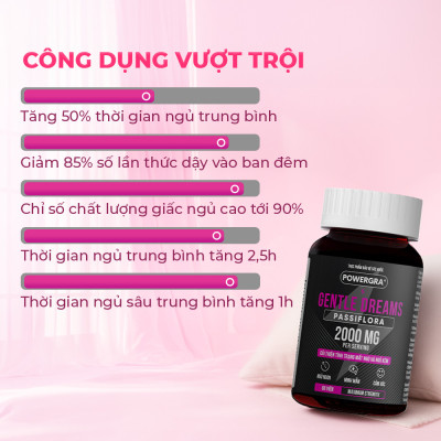 Viên uống cải thiện tình trạng mất ngủ và ngủ kém Powergra Gentle Dreams - Hộp 60 viên